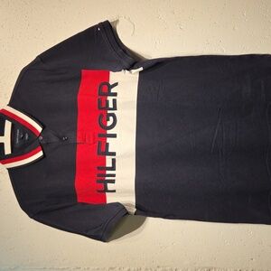 Tommy Hilfiger Navy & Red Polo Shirt (Large)